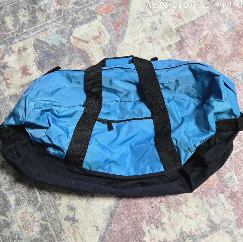 L.L. Bean Blue and Black Duffel Bag